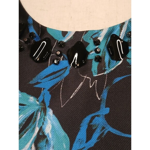 Sachin & Babi NOIR Sz 10 Sheila Floral Beaded Cocktail Dress Black Blue & Topaz - Picture 4 of 16
